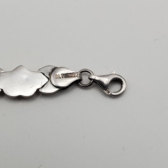 925 Sterling Silver Turkey Vermeil 10K Gold Hugs & Kisses Linked Bracelet 7.25 - Picture 5 of 8